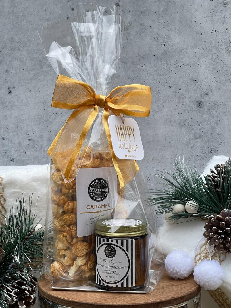 Caramel Popcorn with Citrus & Spice Candle Gift Set